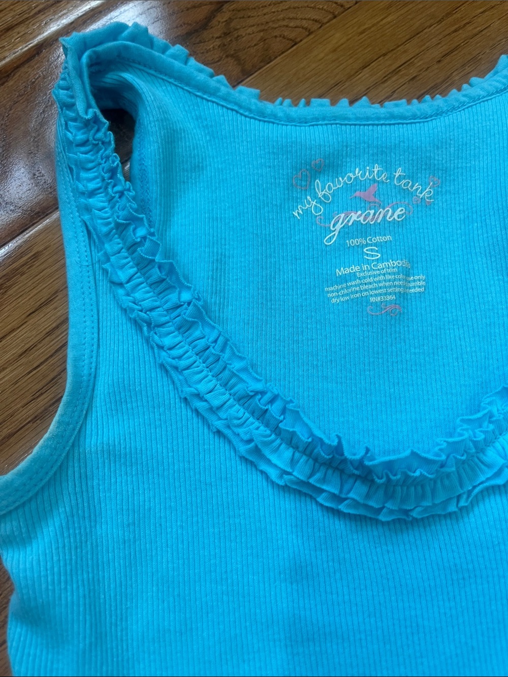 Grane Bright Turquoise Ribbed Ruffle-Trim Tank - Picture 4 of 4